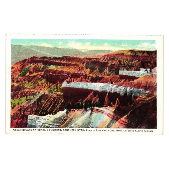 Cedar Breaks National Monument Utah Postcard Union Pacific Railroad Vintage Tour - Picture 1 of 2